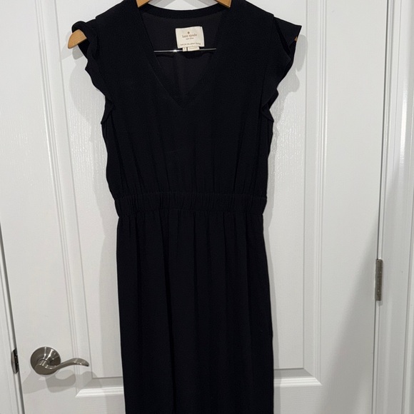 kate spade Dresses & Skirts - Kate Spade New York black V-neck flutter sleeve smocked waist crepe midi dress 0